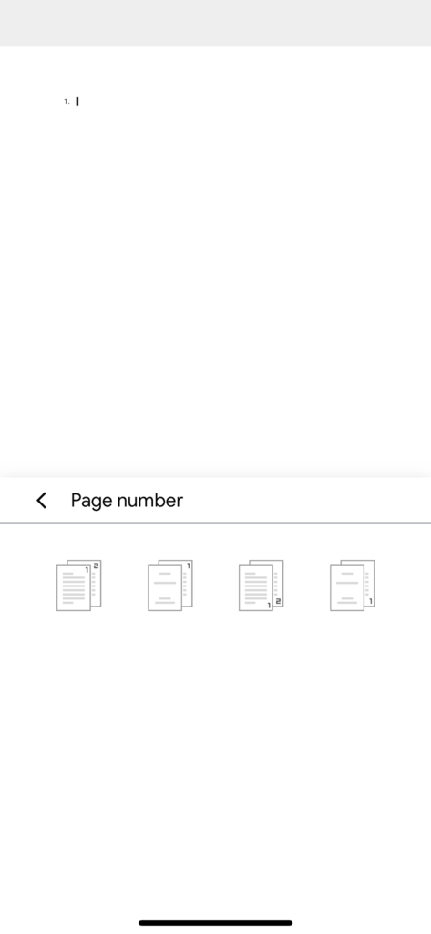 Tap-the-page-number-set-up-you-would-like-to-apply-to-your-document.-An-editable-default-page-number-will-appear-on-the-screen.