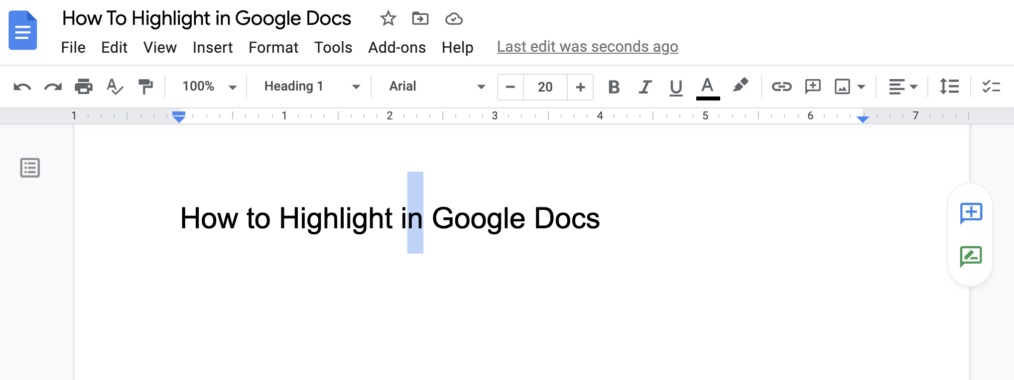 how to highlight whole line in google docs without text